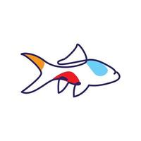 aquarium de poissons décoratif dessin au trait moderne coloré logo design vecteur icône symbole illustration