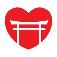 rouge amour torii japon logo symbole vecteur icône illustration design