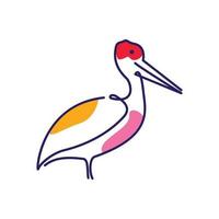 animal oiseau pélican avec dessin au trait moderne coloré logo design vecteur icône symbole illustration