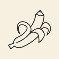 banane aux fruits avec illustration de symbole d'icône vectorielle de conception de logo de ligne de crayon créatif vecteur