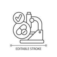 icône linéaire de recherche réussie. essais cliniques efficaces. faire avancer les médicaments sur le marché. illustration personnalisable en ligne mince. symbole de contour. dessin de contour isolé de vecteur. trait modifiable vecteur