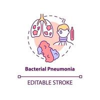 icône de concept de pneumonie bactérienne. illustration de ligne mince d'idée abstraite de type d'inflammation pulmonaire. infection des poumons. bactéries pneumocoques. dessin de couleur de contour isolé de vecteur. trait modifiable vecteur