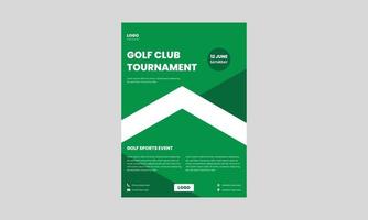 modèle de flyer de tournoi de golf. conception de flyer d'événement sportif de golf en couleur verte. vecteur