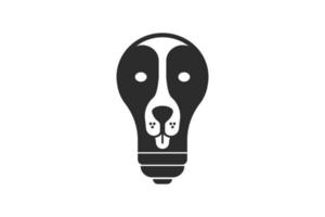 tête et lumières en forme de logo de chien intelligent vecteur