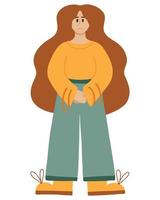 illustration vectorielle d'une fille avec un ventre malade. concept de maux d'estomac.