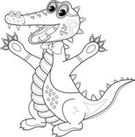 coloriage pour enfants. crocodile joyeux dans une veste vecteur