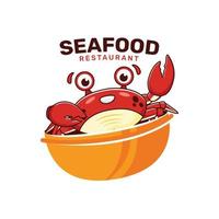 modèle de logo de restaurant de fruits de mer au crabe vecteur