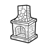 ancienne cheminée avec icône de vecteur de contour dessiné à la main en pierre