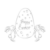 lapins mignons dans l'oeuf de pâques félicitations pour pâques joyeuses pâques lettrage vecteur