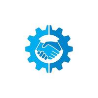 logo d'engrenage de poignée de main, logo d'entreprise vecteur