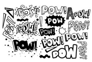 pow collection rétro. citation de lettrage dessiné à la main de vecteur