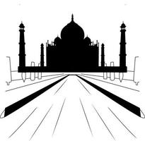 silhouette de la mosquée tajmahal indienne vecteur