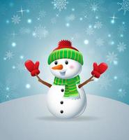 dessin animé bonhomme de neige portant chapeau et gants vecteur