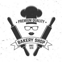 pâtisserie. vecteur. concept pour badge, chemise, étiquette, timbre ou tee. conception de typographie avec chapeau de chef, texte, silhouette de lèvres. modèle pour les objets d'identité de restaurant, l'emballage et le menu vecteur