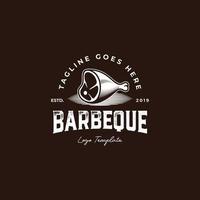 modèle de logo de restaurant de steak de boeuf barbecue vecteur