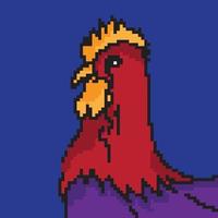 Pixel art 8 bits. poulet isolé sur fond blanc. icône d'oiseau de ferme. symbole du coq qui marche. emblème du coq. personnage de volaille de gibier rétro. vecteur