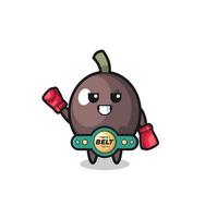 personnage de mascotte de boxeur olive noire vecteur