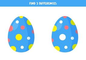 trouver trois différences entre deux images d'œufs de Pâques. vecteur