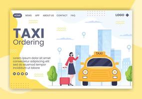 modèle de page de destination de service de voyage de réservation de taxi en ligne illustration plate modifiable de fond carré pour les médias sociaux ou internet web vecteur