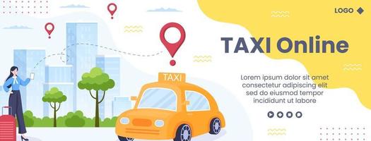 modèle de couverture de service de voyage de réservation de taxi en ligne illustration plate modifiable de fond carré pour les médias sociaux ou internet web