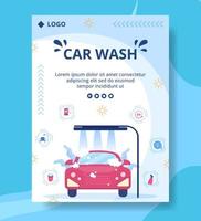 modèle d'affiche de service de lavage de voiture illustration de conception plate modifiable de fond carré adapté aux médias sociaux ou aux publicités sur le web vecteur