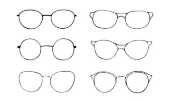 jeu d'icônes de lunettes de mode croquis noir vecteur