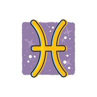 poissons - signes du zodiaque. symbole de dessin animé sur fond violet vecteur