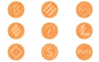 ensemble d'icônes pour l'argent sur Internet. symbole de crypto-monnaie et image de pièce à utiliser dans un projet web de monnaie numérique sécurisée. illustration vectorielle vecteur