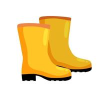 botte en caoutchouc jaune. chaussures de pluie imperméables pour la pêche et le jardinage. illustration de dessin animé plat vecteur