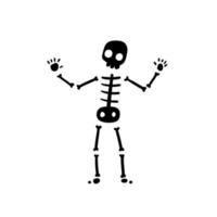 squelette. silhouette terrible noire. corps humain. crâne et os vecteur