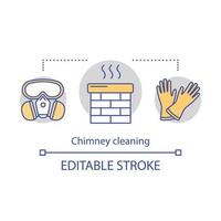 icône de concept de nettoyage de cheminée. illustration de ligne mince d'idée de service de nettoyage supplémentaire. respirateur et gants. nettoyage du toit. ramoneur. entretien de la maison. dessin isolé de vecteur. trait modifiable vecteur