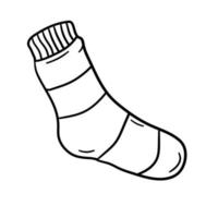 chaussettes rayées. illustration de dessin animé noir et blanc dessiné à la main. vêtements chauds pour les pieds. vecteur