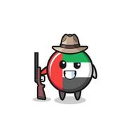 mascotte de chasseur de drapeau des émirats arabes unis tenant une arme à feu vecteur