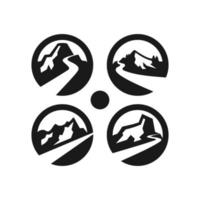 logo d'illustration d'inspiration de cercle de route de montagne vecteur