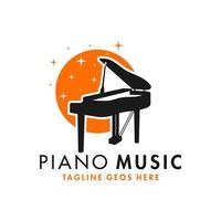 logo d'illustration d'inspiration d'instrument de musique de piano vecteur