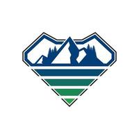 création de logo d'illustration d'inspiration de bouclier de montagne vecteur