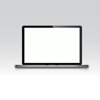 Ordinateur portable avec écran blanc isolé sur fond blanc, conception Vectot