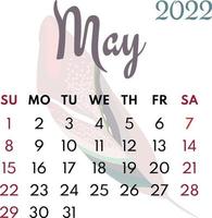 calendrier mois mai 2022 vecteur