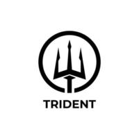 modèle de logo avec forme de trident à l'intérieur du cercle vecteur