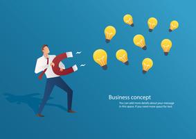 Infographie concept d&#39;affaires d&#39;affaires attirant des ampoules avec une illustration vectorielle de grand aimant vecteur