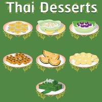 thai khanom desserts sucre sucré baignoire savoureuse tim banane noix de coco délicieux châtaigne maison vecteur télécharger maintenant illustration