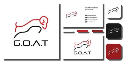 chèvre symbole klaxon initiales capital abstrait animaux rouge noir avec modèle de carte de visite vecteur