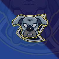 logo de mascotte d'esport de tête de chien pour l'esport, les jeux et le vecteur gratuit premium de sport.