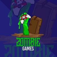 logo emblème main de zombie ressusciter de la mort et jouer à des jeux pour l'équipe de tournoi initiale esport. jeu de baseball mascotte. création de logo mascotte et esport. facile à modifier et à personnaliser vecteur