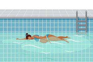 jolie femme enceinte nage dans la piscine. concept d'activité de grossesse en bonne santé. illustration vectorielle en style cartoon plat