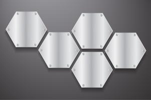 hexagone de plaque métallique et illustration vectorielle fond noir