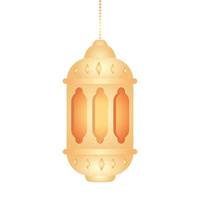 lanterne ramadan kareem suspendue, lanterne dorée suspendue sur fond blanc vecteur