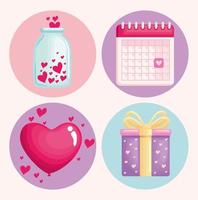 quatre articles happy valentines vecteur