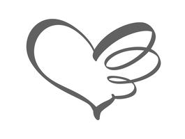 Signe d&#39;amour coeur dessiné à la main. Illustration vectorielle de calligraphie romantique. Symbole d&#39;icône Concepn pour t-shirt, carte de voeux, mariage affiche. Élément plat design de la Saint-Valentin vecteur
