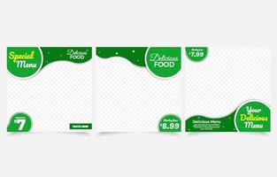 restaurant de nourriture ensemble bannière conception de modèle de nourriture végétale vecteur